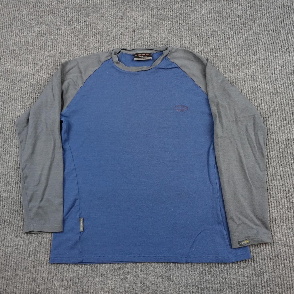 Icebreaker Bodyfit 260 Shirt Mens Large Blue Gray Merino Wool Base Layer